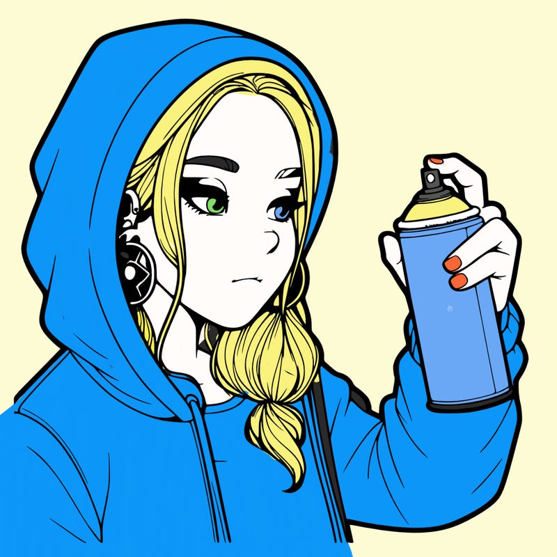 a realistic girl, spray painting