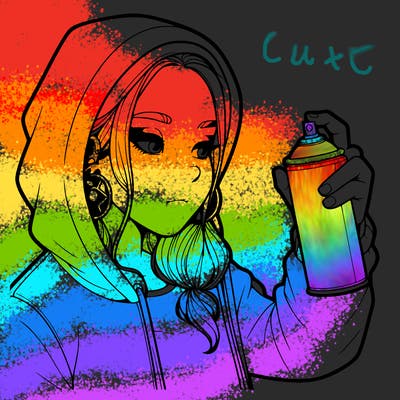 a realistic girl, spray painting