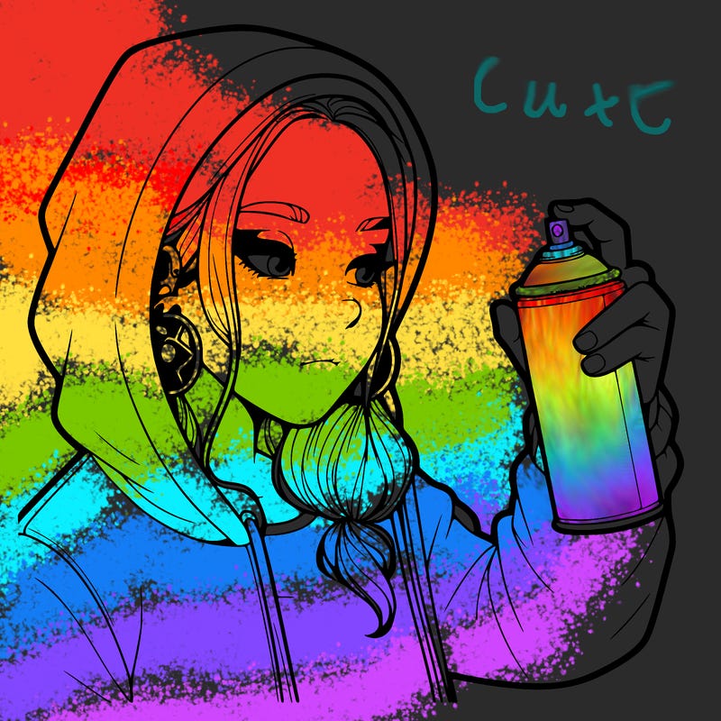 a realistic girl, spray painting