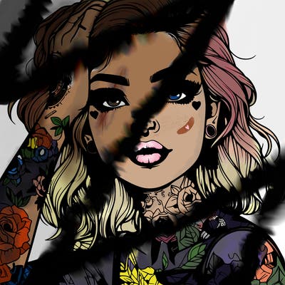 realistic girl with tattoos all over