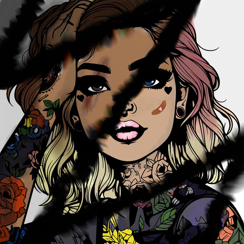 realistic girl with tattoos all over