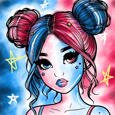 realistic girl with space buns