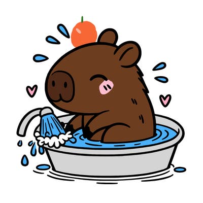 capybara taking a bath