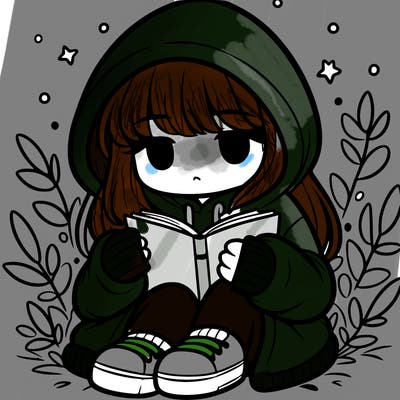 girl in oversized hoodie reading a book