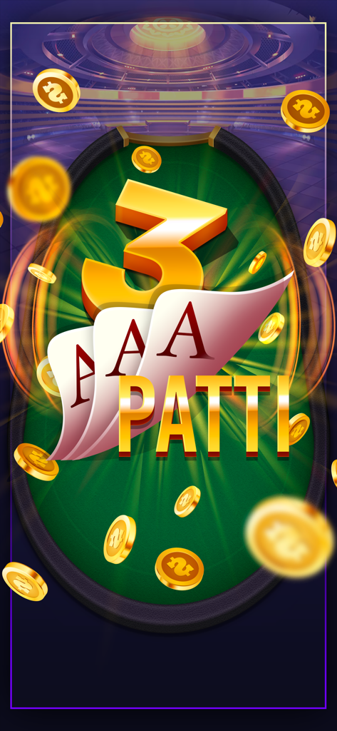 Teen Patti: Indian Poker - Teen Patti Indian Poker splash screen with cards and gold coins