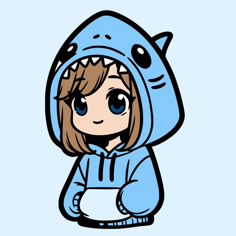 girl with shark hoodie on