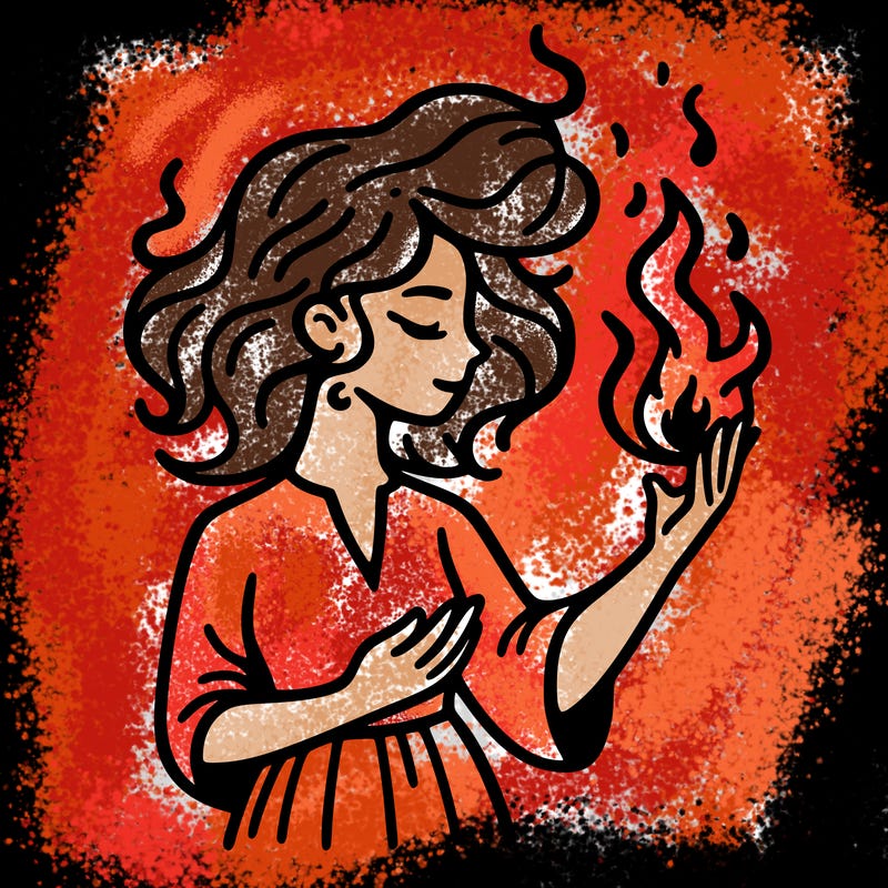 woman with fire