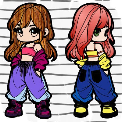 girl in crop top and baggy pants