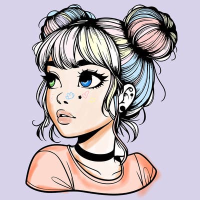 realistic girl with spacebuns