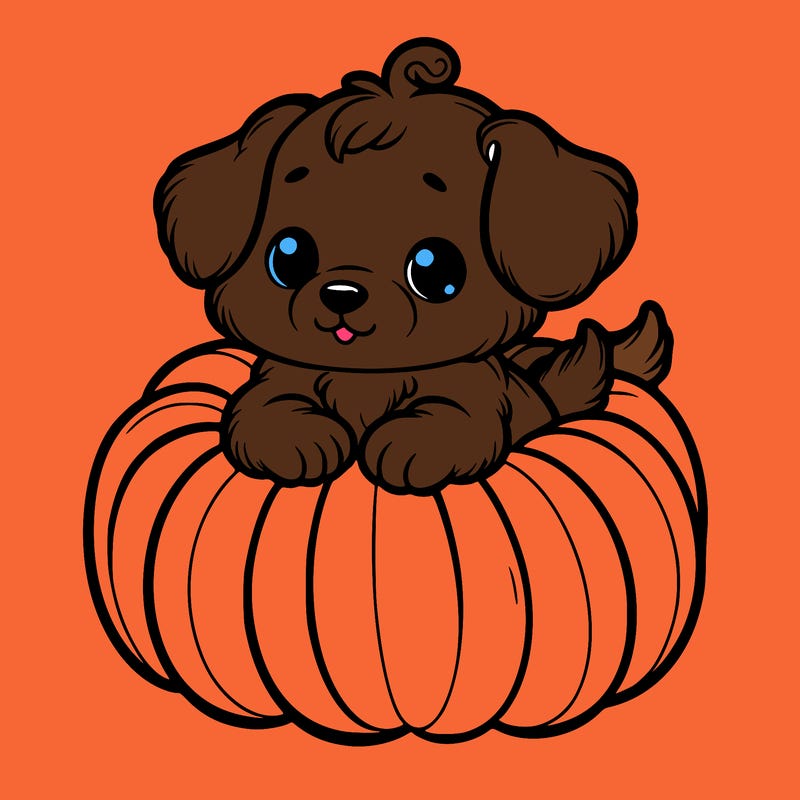 cute little puppy in a pumpkin