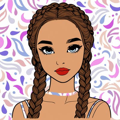realistic girl with braids