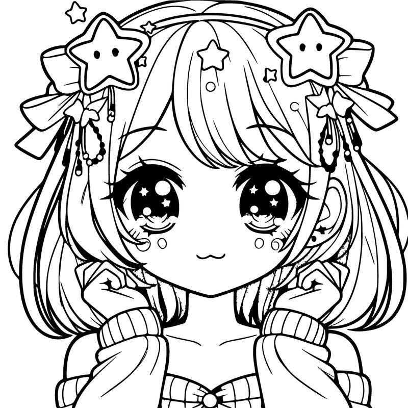 cute anime girl eith star accessories