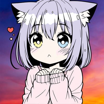 shy anime catgirl