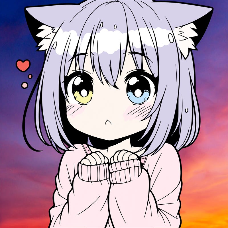 shy anime catgirl