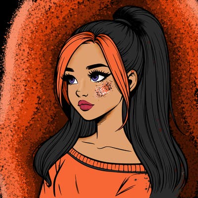 realistic girl with a high ponytail