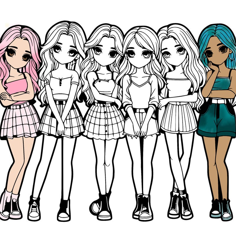 a group of girls realistic