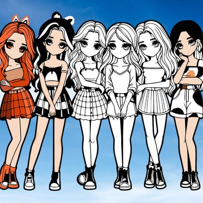 a group of girls realistic