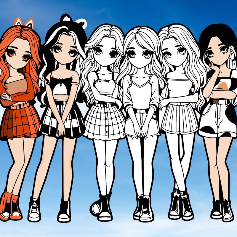 a group of girls realistic