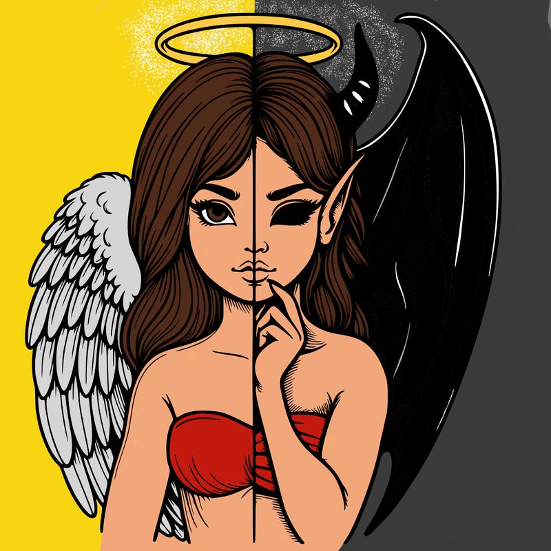 realistic angel half demon