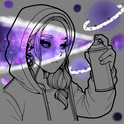 a realistic girl, spray painting