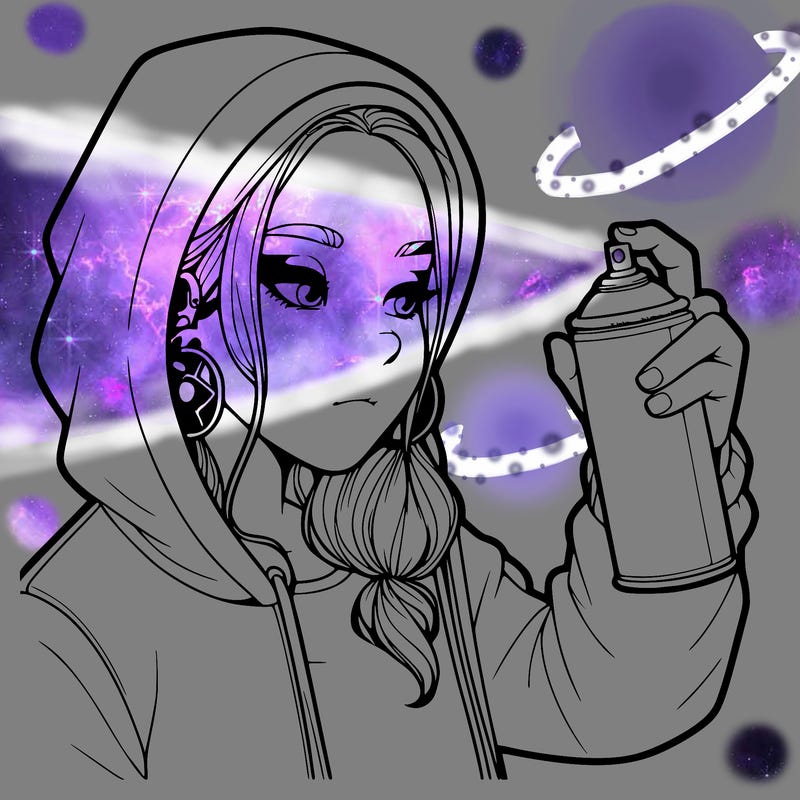 a realistic girl, spray painting