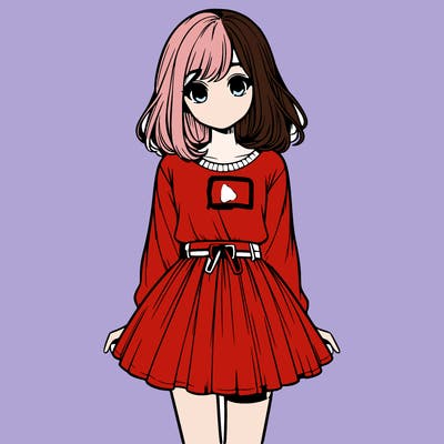 realistic girl with a skirt on