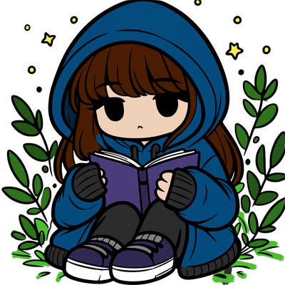 girl in oversized hoodie reading a book