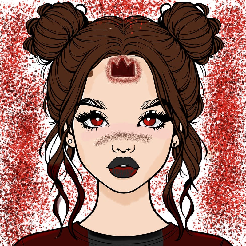 realistic girl with two buns in hair and lips