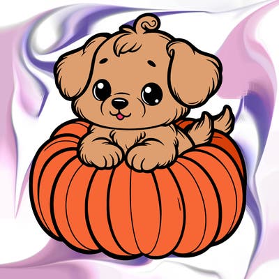 cute little puppy in a pumpkin