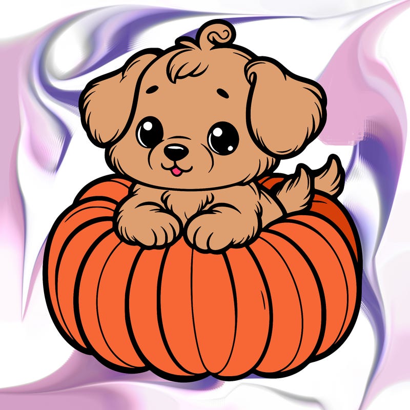 cute little puppy in a pumpkin