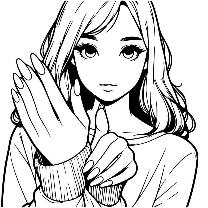 realistic girl showing her nails