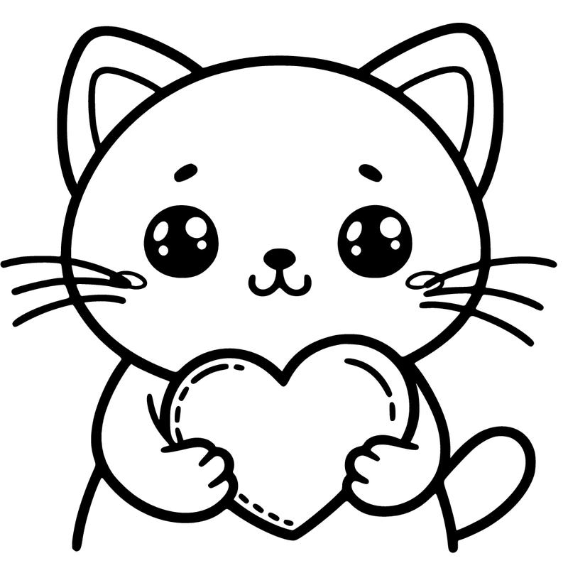 cat holding heart *cute*