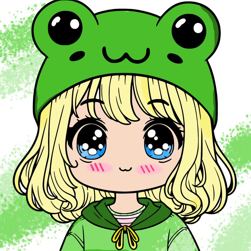 a cute girl wearing a frog hat