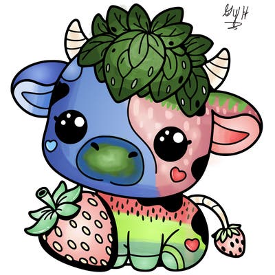 cute strawberry cow