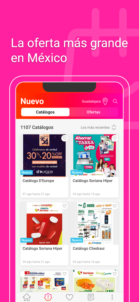 Catálogos y ofertas de México - Uma captura de tela do aplicativo Catálogos e ofertas do México mostrando catálogos de compras de várias lojas mexicanas