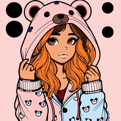 realistic girl in a animal pjs hoodie
