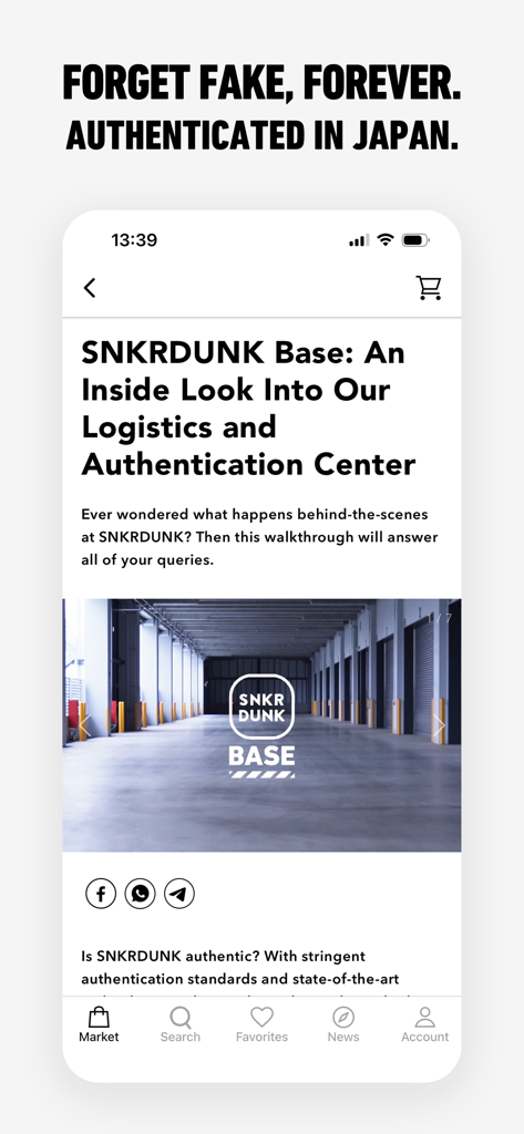 Inside view of the SNKRDUNK Base logistics and authentication center in Japan
