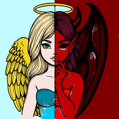 realistic angel half demon