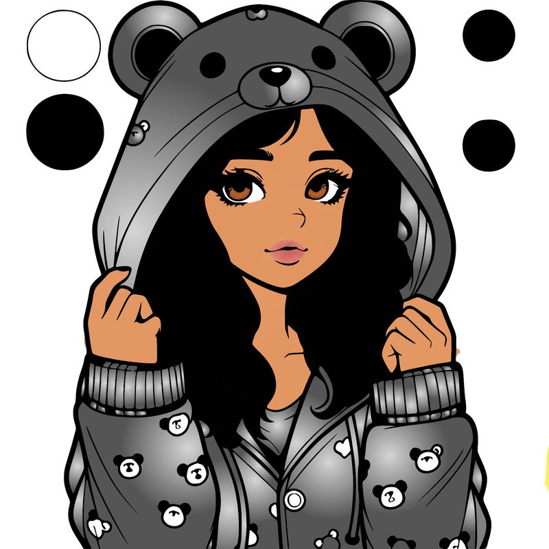 realistic girl in a animal pjs hoodie
