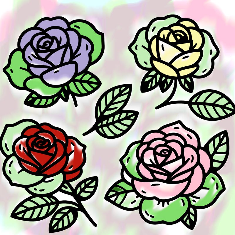cute four pieces roses
