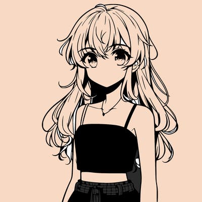 anime girl wearing crop top