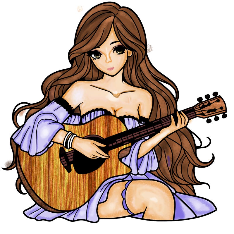 beautiful girl playing the guitar