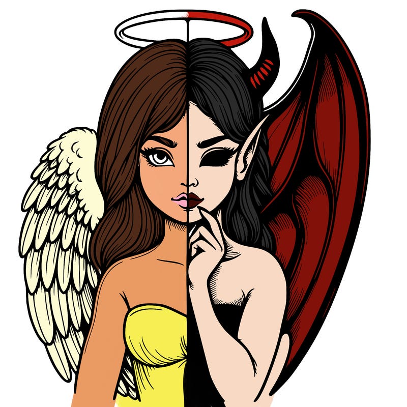 realistic angel half demon