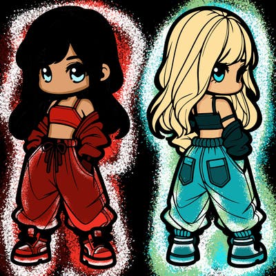 girl in crop top and baggy pants