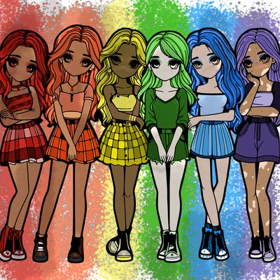 a group of girls realistic