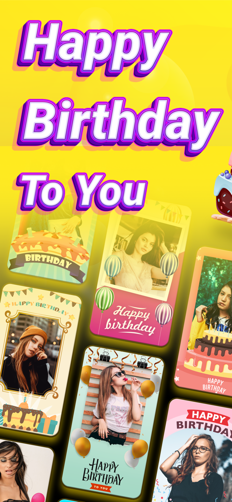 Bday Video Maker, Wishes, Card - Creative birthday photo frames and story templates for social media