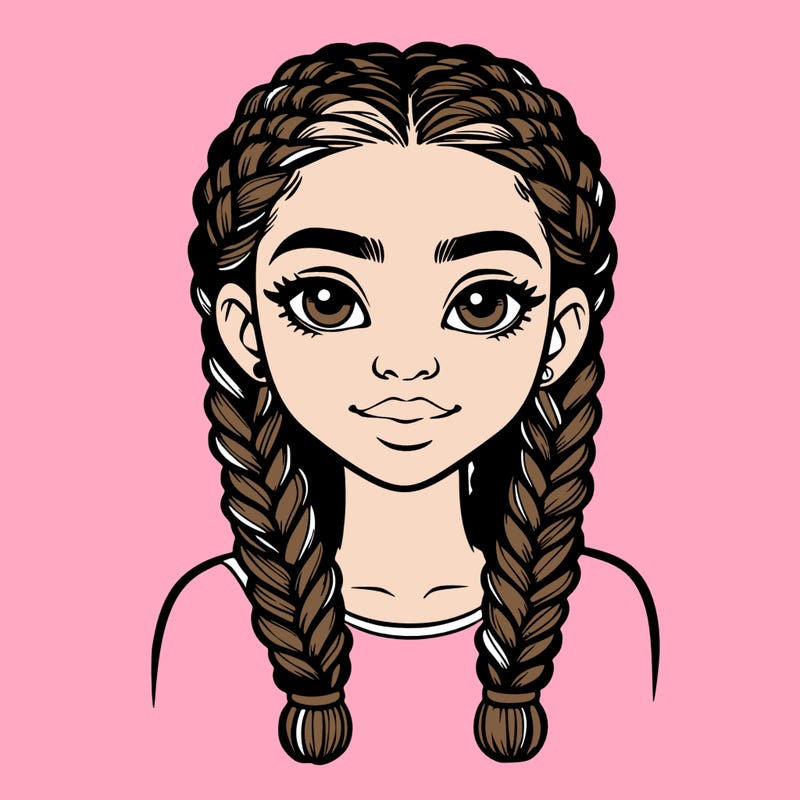 realistic girl with braids