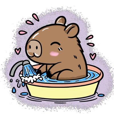 capybara taking a bath