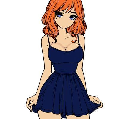 realistic girl in short dress