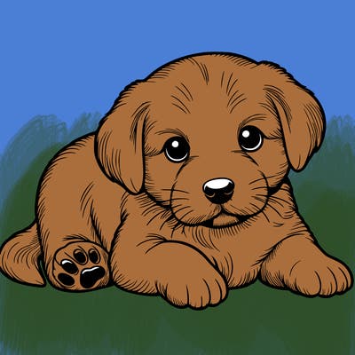 a cute realistic puppy